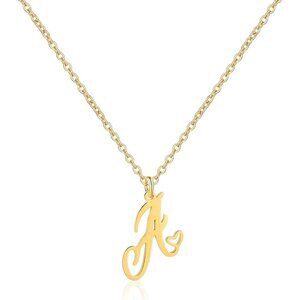 Dainty Gold Heart Initial Necklace with Adjustable Chain - Stylish & Unique